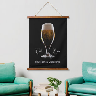 Custom Text Glass of Beer Hanging Tapestry