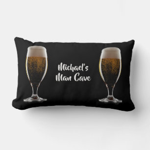 Custom text Glass of Beer Lumbar Pillow