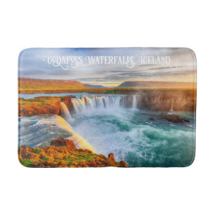 Custom Text Godafoss Waterfalls, Iceland Bath Mat