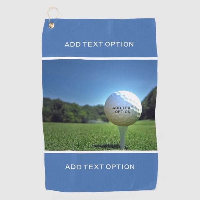Custom Text Golf Drive Blue Golf Towel (Front)