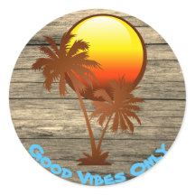 Custom Text Good Vibes Only Sunset Pier Beach