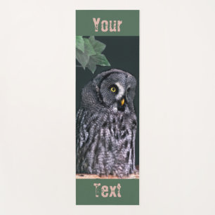 Custom Text Great Grey Owl Halloween Wildlife Art Yoga Mat