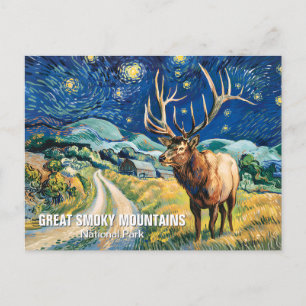Custom Text Great Smoky Mountains Elk Van Gogh Art Postcard