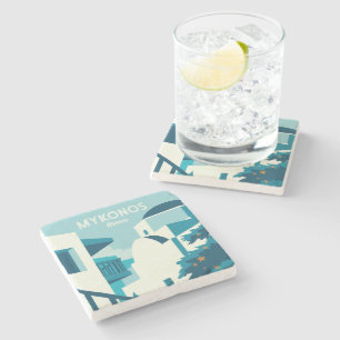 Custom Text Greece Stone Coaster