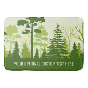 Custom text Green Forest bath mats