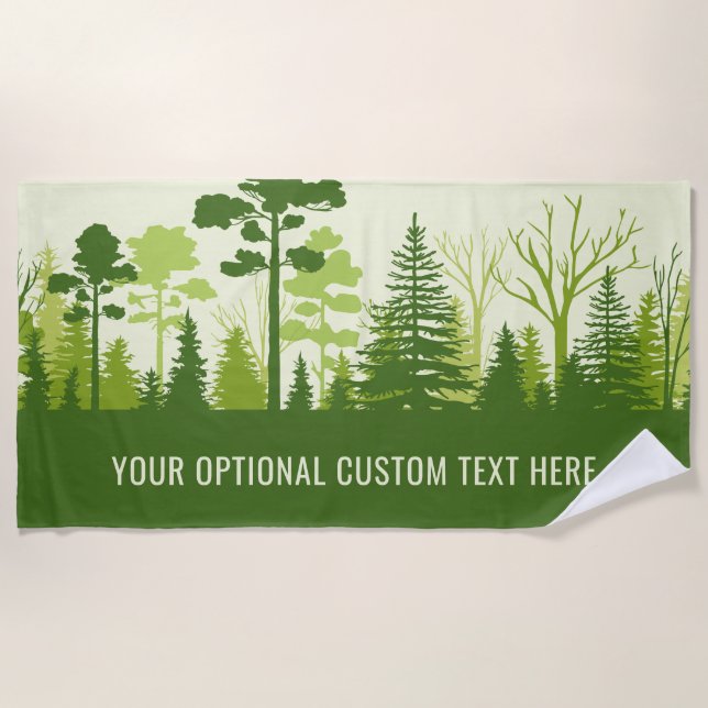 Custom text Green Forest beach towel (Front)