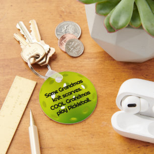Custom text Green realistic pickleball  Keychain