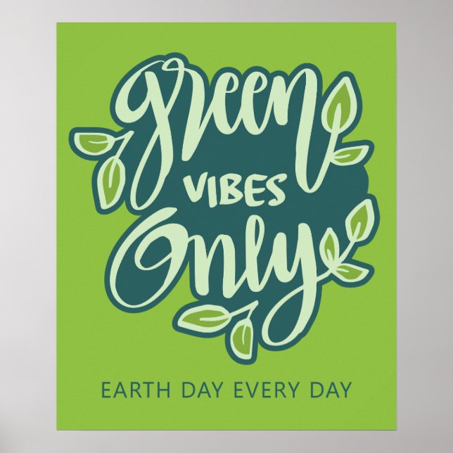 Custom Text Green Vibes Poster (Front)