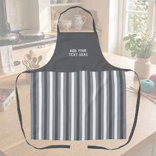 Custom text grey white striped apron