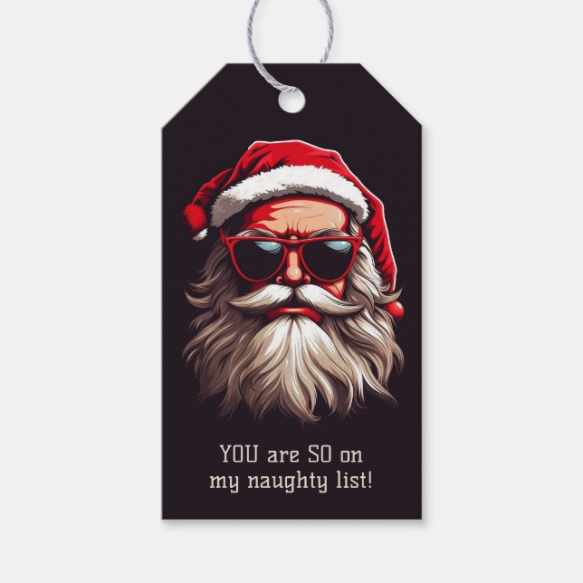 Custom Text Grumpy Santa Gift Tags (Front)