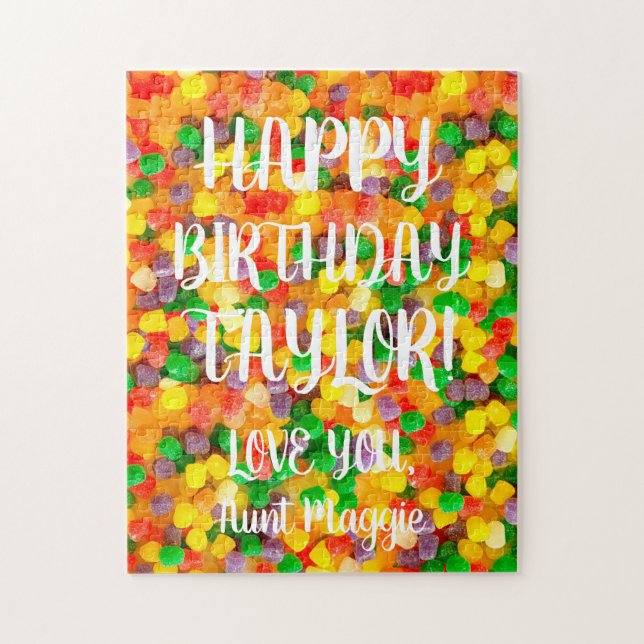 Custom Text Gumdrops | Happy Birthday Jigsaw Puzzle (Vertical)