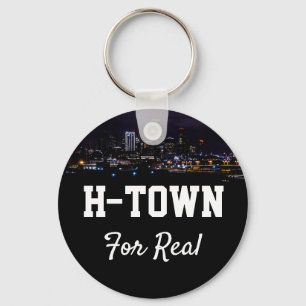 Custom Text H Town For Real Downtown Houston Texas Keychain