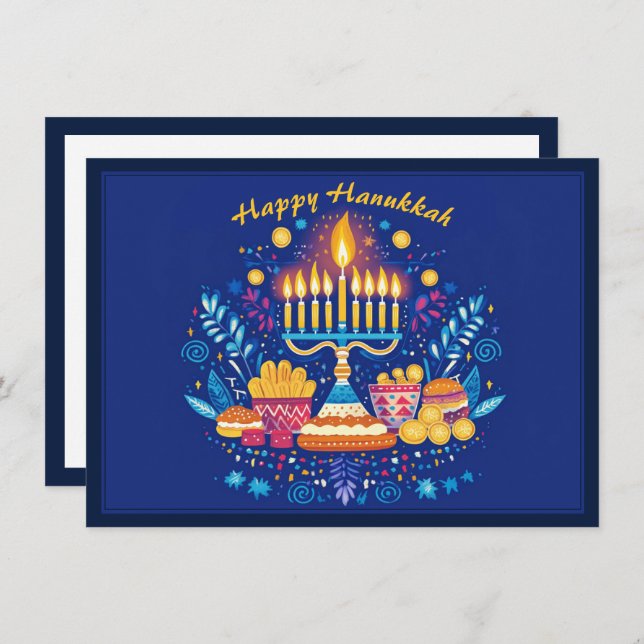 Custom text Happy Hanukkah✡️, Holiday Card (Front/Back)
