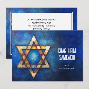 Custom text Happy Hanukkah✡️, Star of David Holiday Card