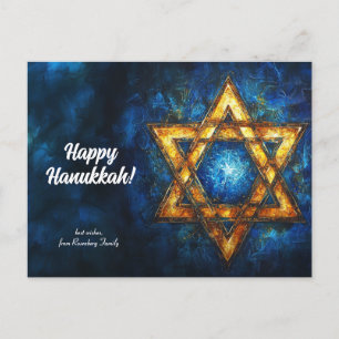 Custom text Happy Hanukkah✡️, Star of David Postcard