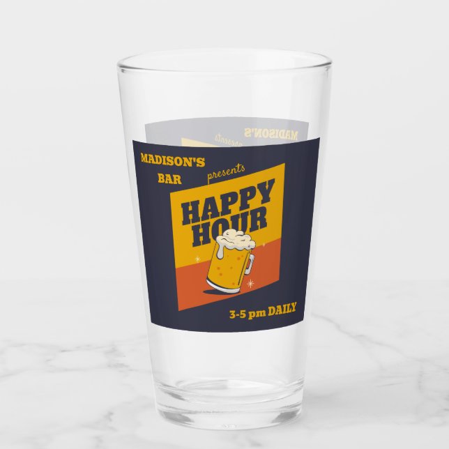 Custom Text Happy Hour Glass (Front)