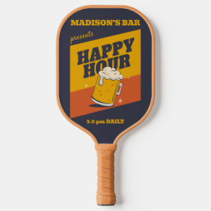 Custom Text Happy Hour Pickleball Paddle
