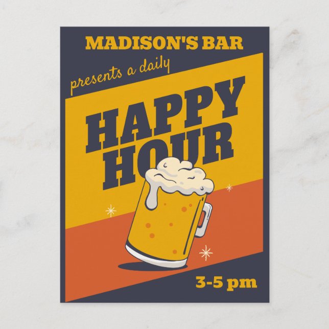 Custom Text Happy Hour Postcard (Front)