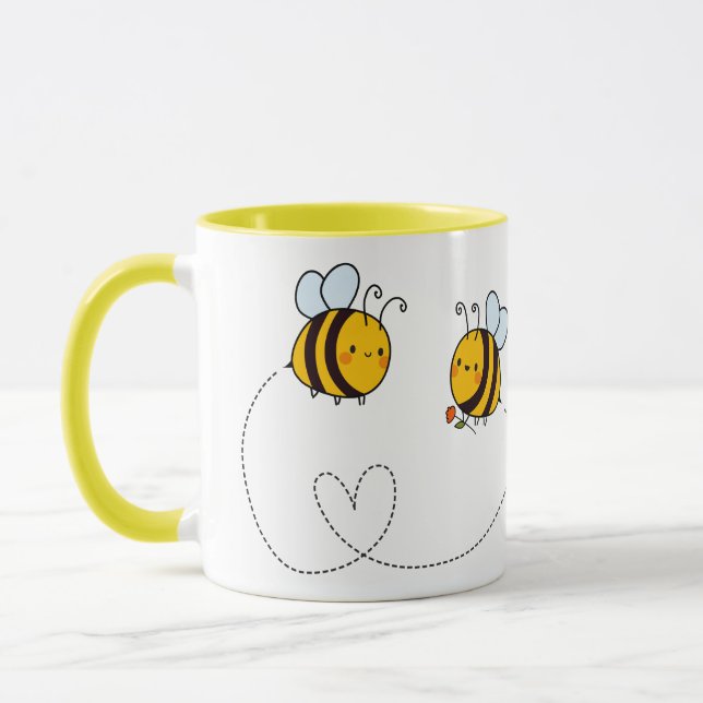 Custom Text Happy Love Bees Mug (Left)