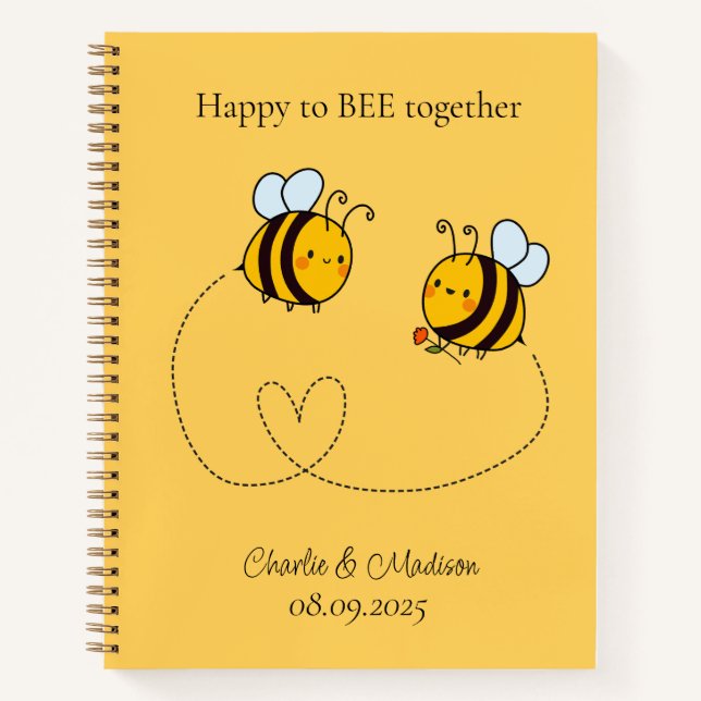 Custom Text Happy Love Bees Notebook (Front)