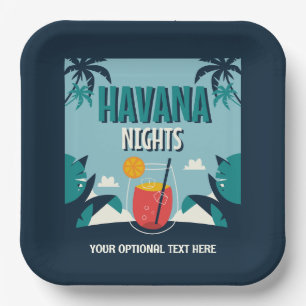 Custom Text "Havana Nights" Paper Plate