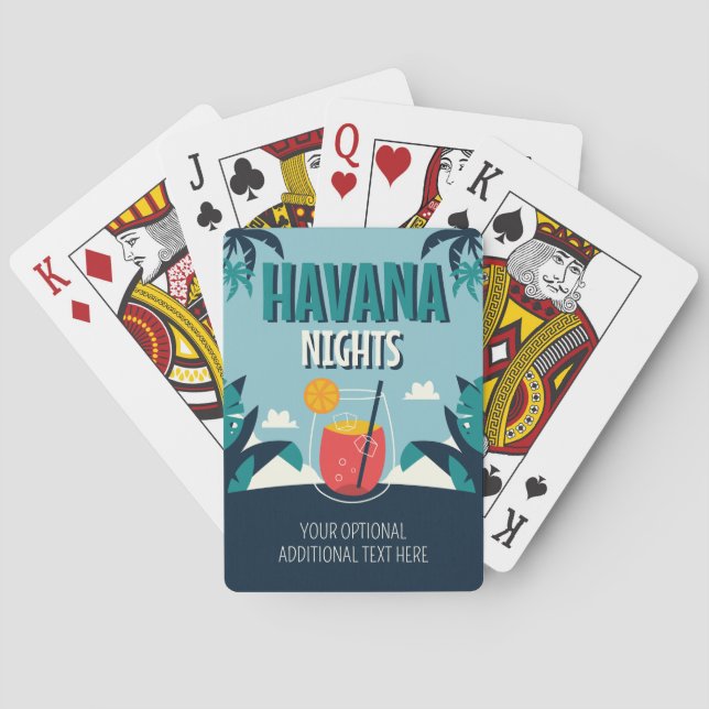 Custom Text "Havana Nights" Playing Cards (Back)