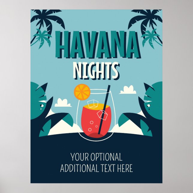 Custom Text "Havana Nights" Poster (Front)