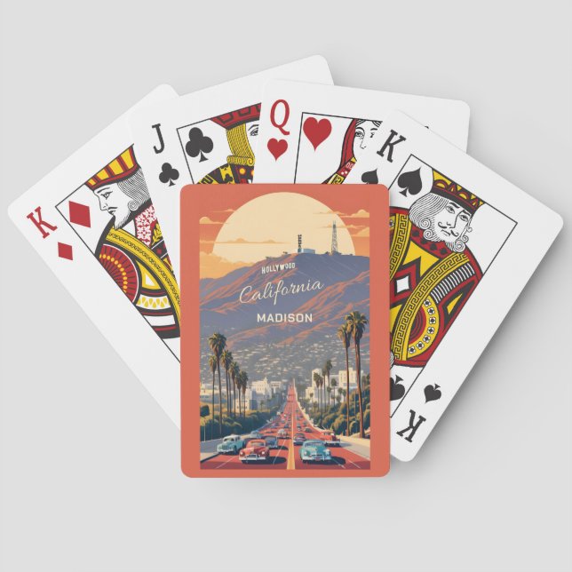 Custom Text Hollywood California Playing Cards (Back)