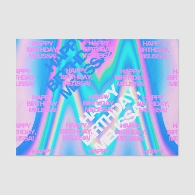 Custom Text Holographic Iridescent Y2K Modern Tissue Paper (Front)
