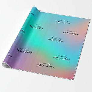 Custom text Holographic Modern Elegant Wrapping Paper
