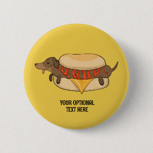 Custom Text Hot Dog 2 Inch Round Button