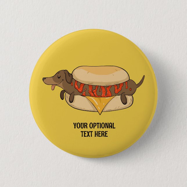 Custom Text Hot Dog 2 Inch Round Button (Front)