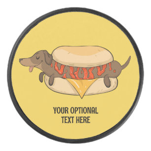 Custom Text Hot Dog Hockey Puck
