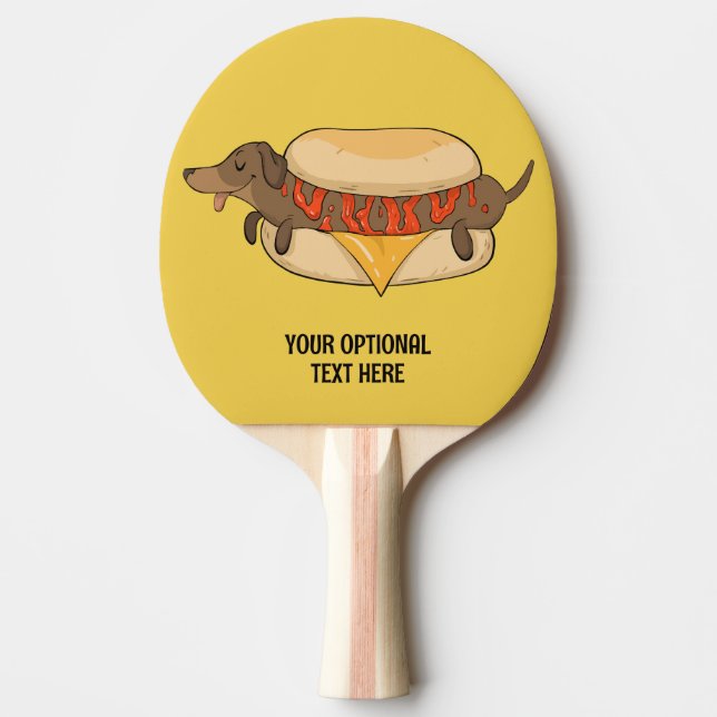 Custom Text Hot Dog Ping Pong Paddle (Front)