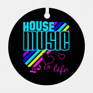 Custom Text House Music Metal Ornament