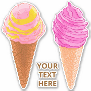 Custom text Ice Cream Cones stickers