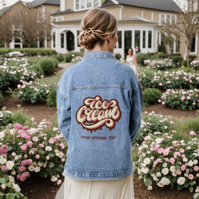 Custom Text Ice Cream Denim Jacket (Wedding Back)
