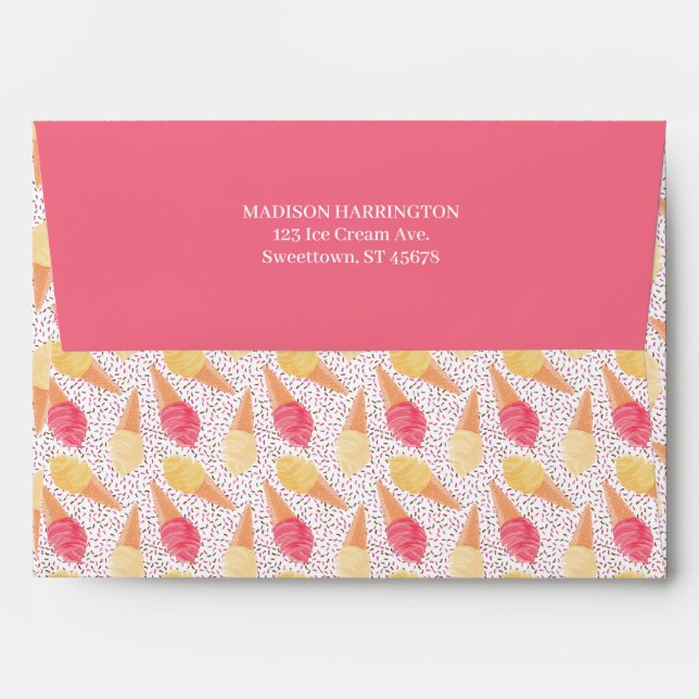 Custom Text Ice Cream Envelope (Back (Top Flap))