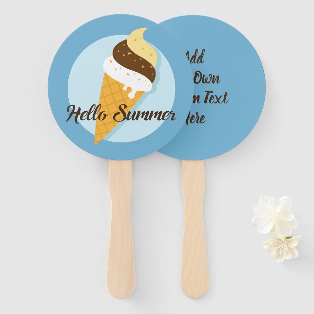 Custom text Ice Cream Hello fan set (Front and Back)