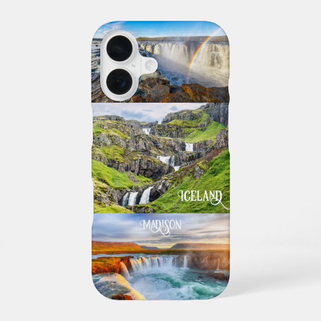 Custom Text Iceland iPhone 16 Case (Back)