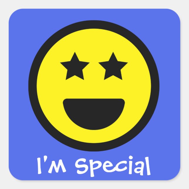 Custom Text I'm Special Face Emoji Sticker (Front)