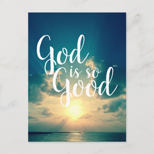 Custom Text Inspirational Sun & Sea God is So Good Postcard (Front)