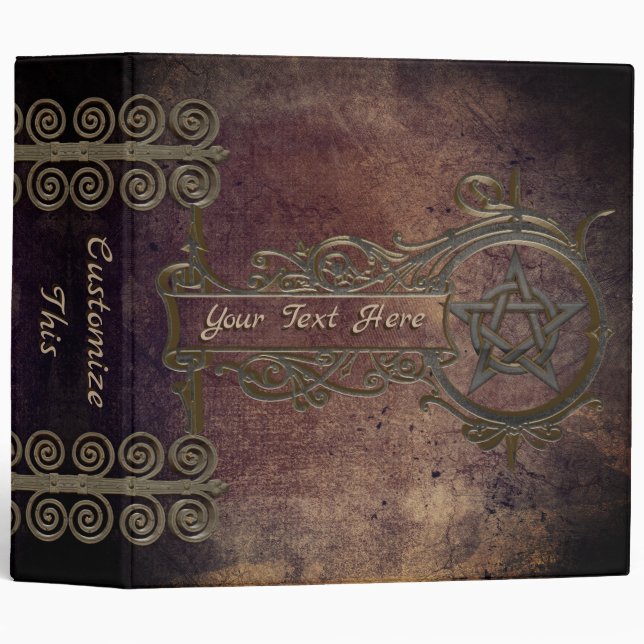 Custom Text Iron Pentacle & Swirl Pagan Shadows Binder (Front/Spine)