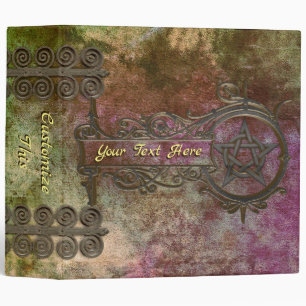 Custom Text Iron Pentacle Swirls Shadows Book Binder
