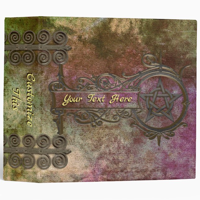 Custom Text Iron Pentacle Swirls Shadows Book Binder (Front/Spine)