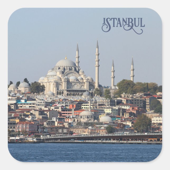 Custom Text Istanbul Square Sticker (Front)