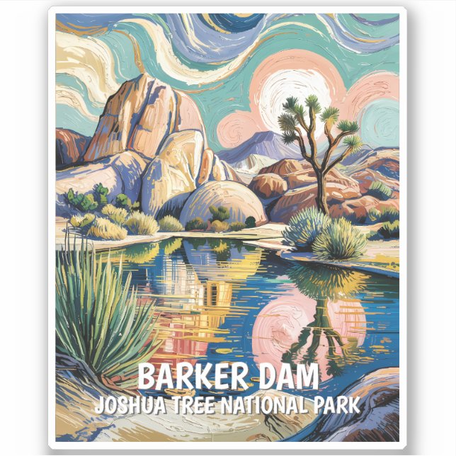 Custom Text Joshua Tree Dam Colorful Mountain Lake (Front)