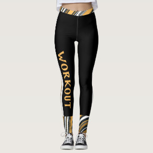 Custom text l Abstract pattern l Workout Black Leggings
