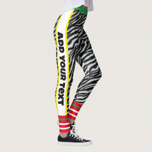 Custom text l Modern design l Animal print l Zebra Leggings