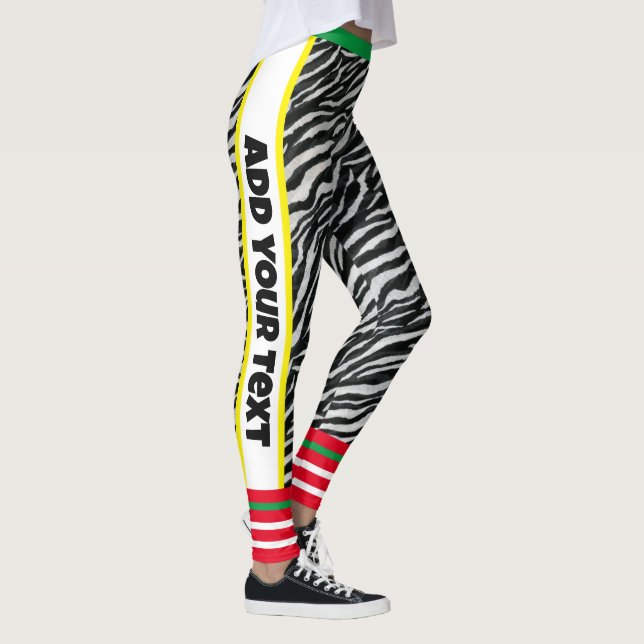 Custom text l Modern design l Animal print l Zebra Leggings (Right)